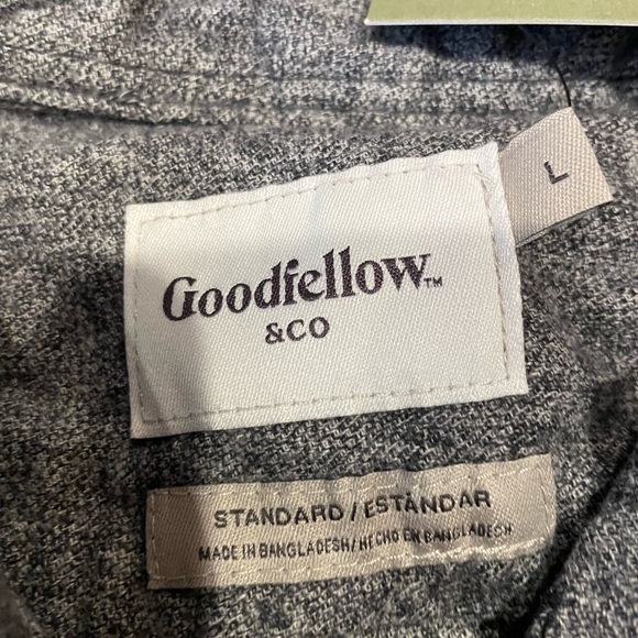 Men's Goodfellow & Co. Gray Flannel Button-Up Shirt Size Large - Picture 2 of 8